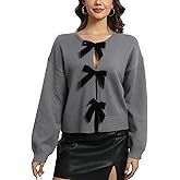 Ladyful Bow Cardigan sweaters for women Fall Trendy Long Sleeve Open Front Knit Sweater Outerwear Coats