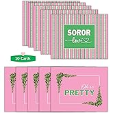 10 PC Pink and Green Flat Cards |Sorority Inspired | Sisterhood, Soror and Oh So Pretty Card Set