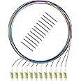 5er Link Technology 12 Strand Multi-Mode LC OM1 Fiber Optic Pigtails for Fusion Splicing. Includes 12 Fiber Optic Fusion Splice Protective Shrink Sleeves φ2.5-60 mm Long