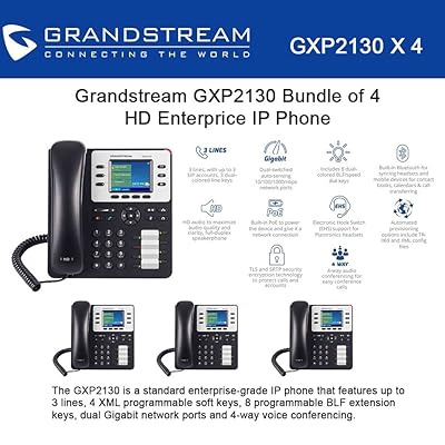 Grandstream GXP2130 Bundle of 2 HD Enterprise IP phone 3 lines Color LCD PoE by Grandstream : Grandstream GXP2130 Bundle of 2 : Office Products