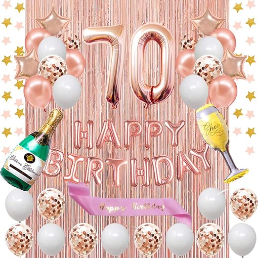 Rose Gold Star 70 Happy Birthday Table Confetti Rose Gold 70 Happy Birthday Hanging Swirl Decoration For Women 70th Birthday Party Supplies Howaf 70th Birthday Decorations Rose Gold For Women 20g Toys