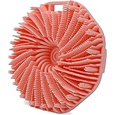 HAYSNA Silicone Body Scrubber, Exfoliating Body Scrubber for All Skin Types, Handheld Shower Brush with Rich Lathering and Easy Cleaning (Pink)