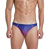 EASEJUICY Mens Bikini Swimwear Sexy Swimsuit Gradient Design Swim Briefs with Drawstring Low Waist Bathing Suit