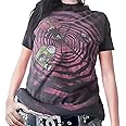 Y2k Fairy Grunge Clothes for Women Emo 2000s Skull Skeleton Print Tees Shirts Fairycore Vintage E-Girls Clothes