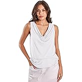 EELOTILE Womens Linen Tank Tops Cowl Neck Sleeveless Shirt Relax Fit Casual Knitted Blouse