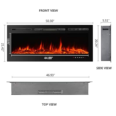 Buy Paolfox Recessed And Wall Mounted Electric Fireplace 9 Available Flame Color And 5 Brightness Options 750 1500w Fireplace Heater Adjustable Temperature And Timer Touch Screen Remote Control 50 Online In Vietnam B08gs29jbr