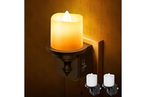Flameless Candle Night Light, Night Lights Plug into Wall 2 Pack, LED Candle Night Light with Light Sensor, 0-100LM Dimmable 