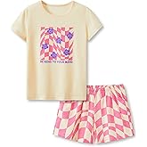 Tebbis Girls Pajamas Cotton Soft PJS Cupcake/Butterfly Stripe Summer Short Cute Jammies Size 6-18
