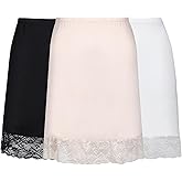 3 Pieces Half Slips for Under Dresses Lace Half Slip Dress for Women with Short Lace Trim Above Knee Adjustable Underskirt