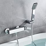 Ibergrif Gold Square Shower Mixer Tap Hand Shower Hose Holder Chrome view 4