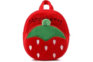 BEFUNIRISE Toddler Backpack for Boys and Girls, Cute Soft Plush Animal Cartoon Mini Backpack Little For Kids 2-6 Years (Strawberry Red)