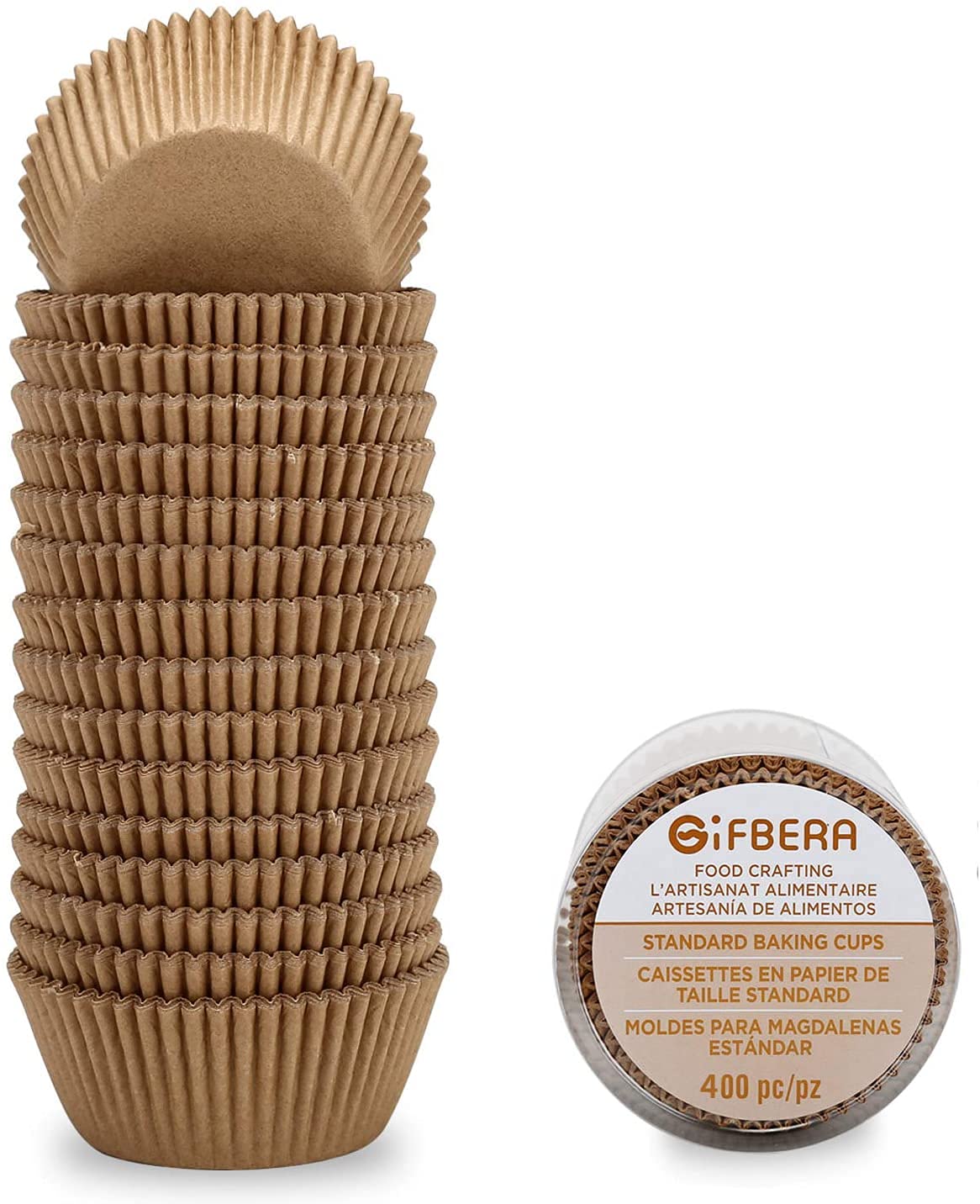 Gifbera Natural Standard Cupcake Baking Cases Odorless Paper Cups 400-Count