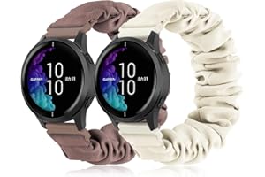 Tovimall Bands Compatible with Garmin Venu Band/Venu Sq Band,Vivoactive 3/Vivoactive 3 Music Watch Band, 20mm Scrunchie Strap Replacement Watch Bands For Women(2 Pack)