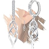 Sterling Silver Infinity Earrings for Women Sparkling Cubic Zirconia Dangle Hoop Earrings Hypoallergenic CZ Long Loop Dangling Earring Fashion Gifts for Her Mom Wife
