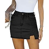 LookbookStore Jean Skorts for Woman High Waisted Casual Stretchy Denim Skirt Side Split Mini Skirts with Shorts Skort