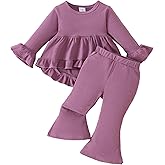 Weebaby Baby Girl Clothes Infant Toddler Girl Clothing Ruffle Shirt High Low Top Floral Allover Pant Little Girls Clothes