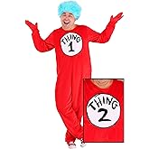 elope Dr. Seuss Thing 1 & 2 Adult Plus Size Costume with Wig, Mitts & Interchangeable Numbers - Officially Licensed 1X