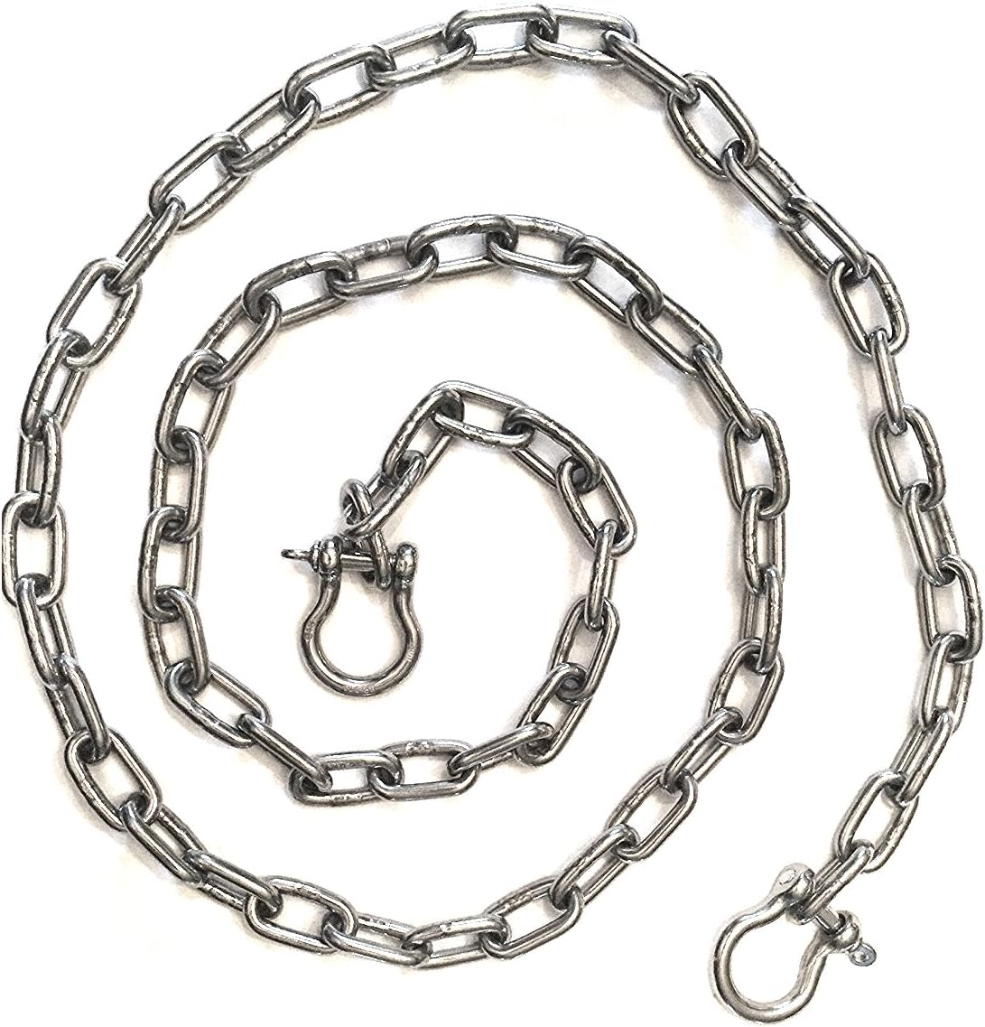 Stainless Steel 316 Anchor Chain 6mm or 1//4/" by 10/' long with quality shackles