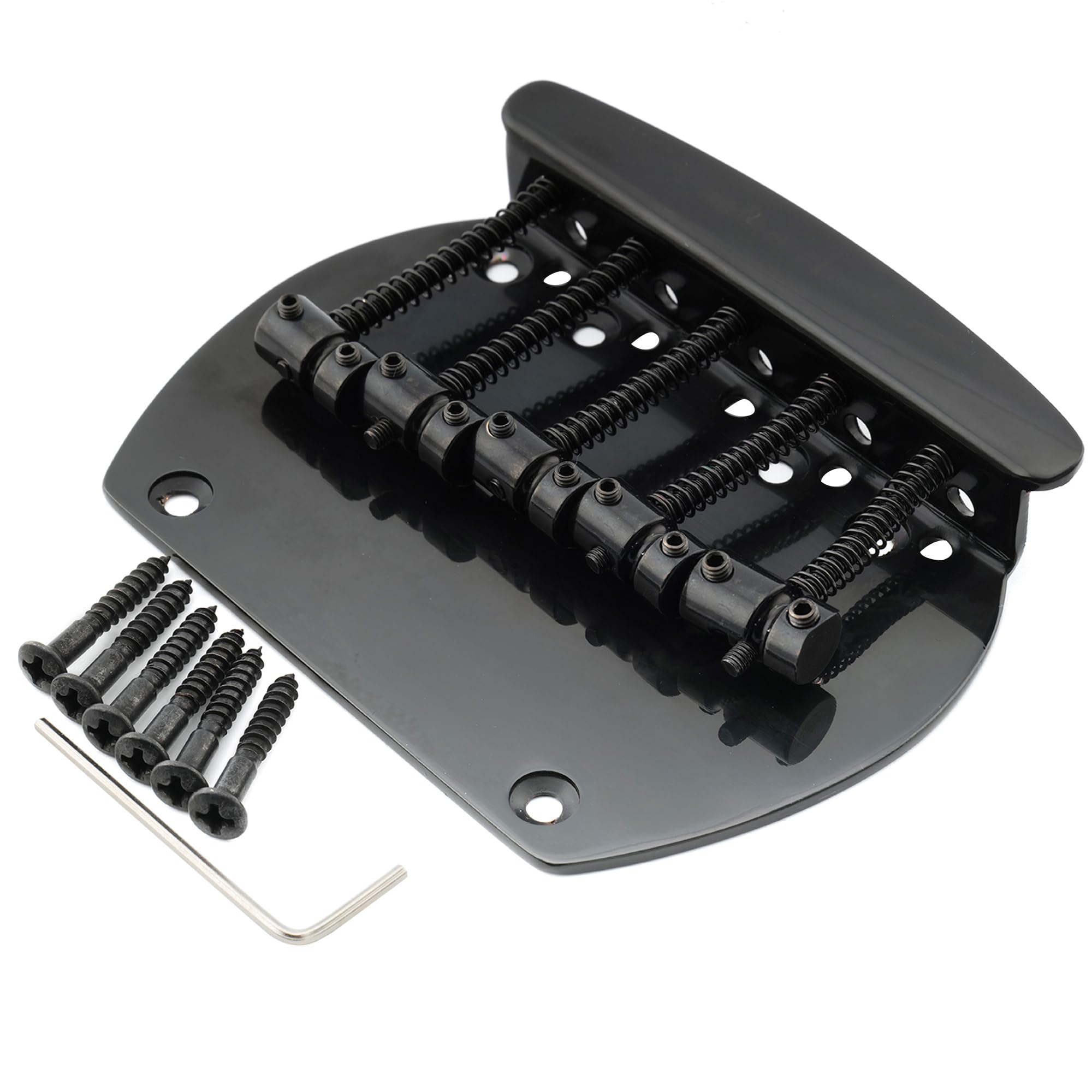 Musiclily Pro 16mm Steel 5-String Bass Bridge for Musicman Style Bass, Black