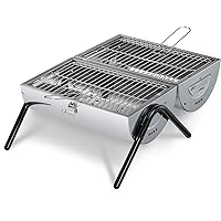  Enders Holzkohlegrill Edelstahl silber klein Balkon Camping Picknick ✔ rund ✔ tragbar ✔ Grillen mit Holzkohle ✔ TÜV-geprüft GS-geprüft 