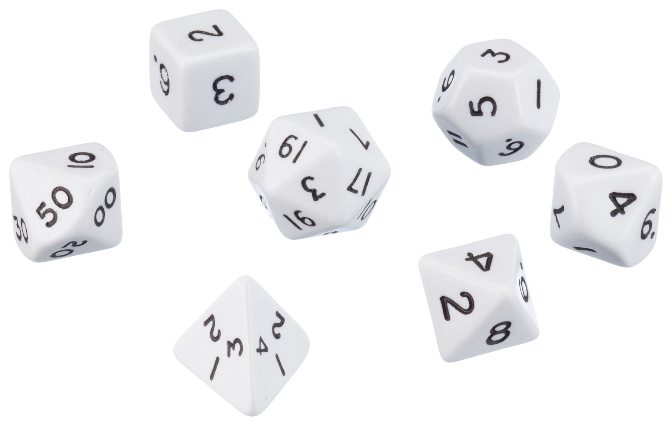 Pegasus Spiele Zubehör 207000XX Dice Opaque White Game Accessory in an Acrylic Box (7-Piece)