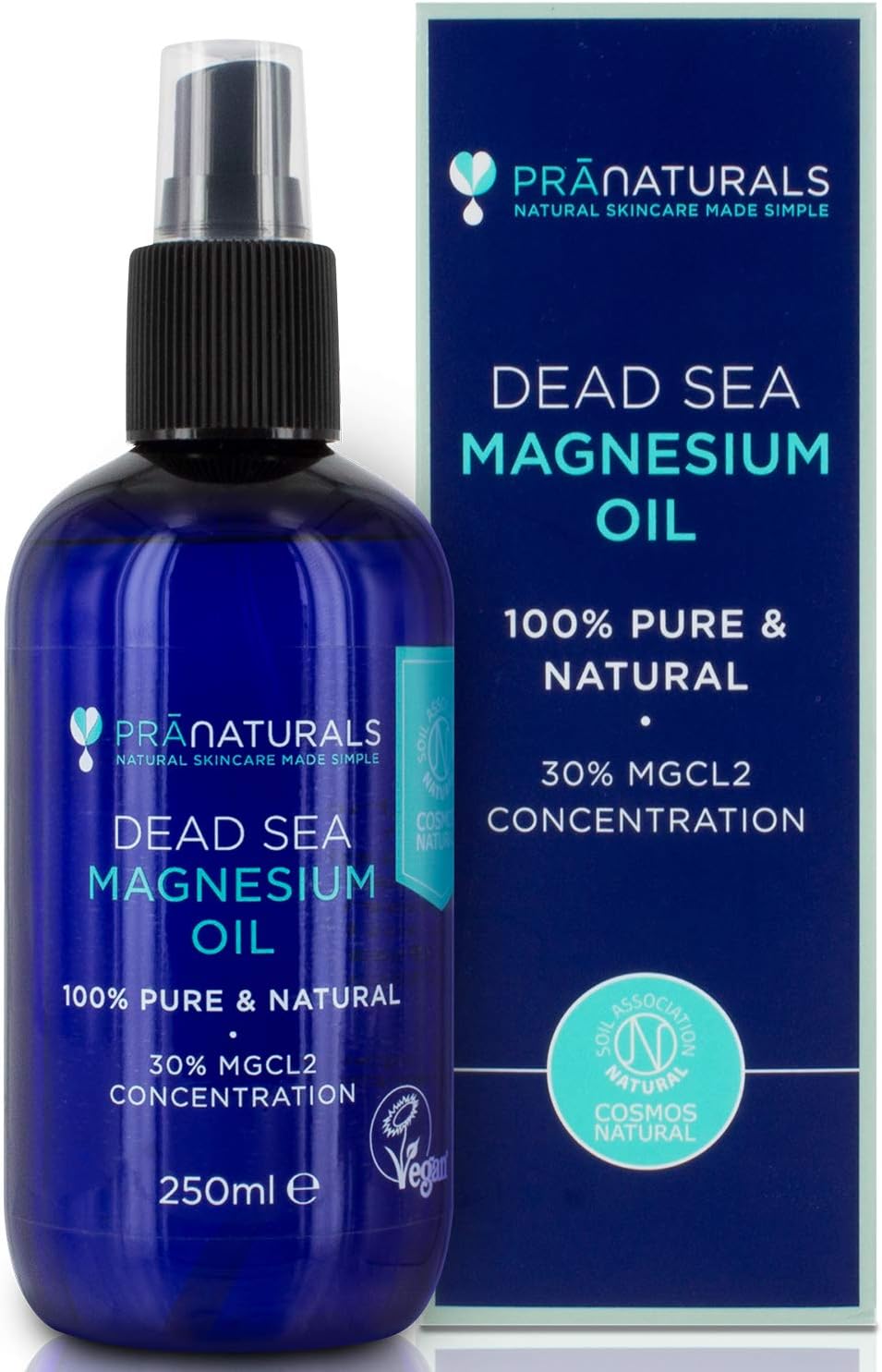 PraNaturals Dead Sea Magnesium Oil Spray 250ml Vegan Cruelty Free Muscle Cramp