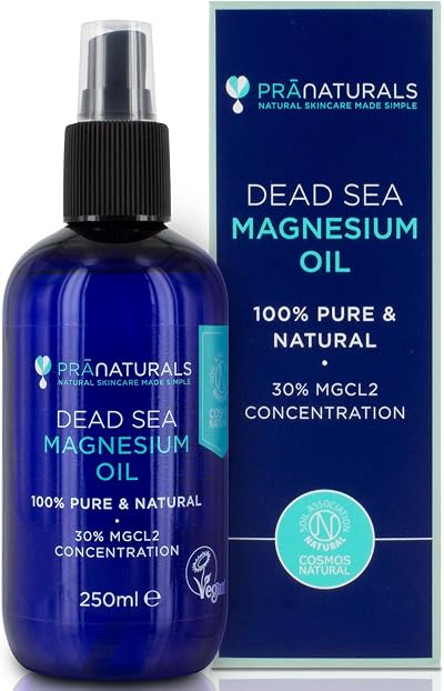 PraNaturals Dead Sea Magnesium Oil Spray 250ml Vegan Cruelty Free Muscle Cramp