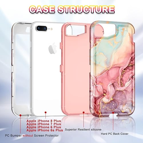 CASEFIV for iPhone Plus/7 Plus/6 Plus/6s Plus Case, Marble Heavy