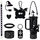 BELSITA Halloween Accessories Set - Black Devil Witch Hat Cap, Silicone Boot, Charms for 30/40oz Tumble