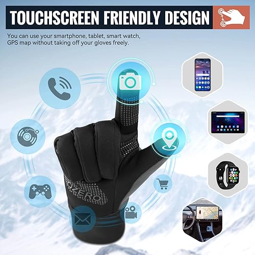 OZERO Mens Winter Touchscreen Gloves: Cold Weather Thin Warm Liner