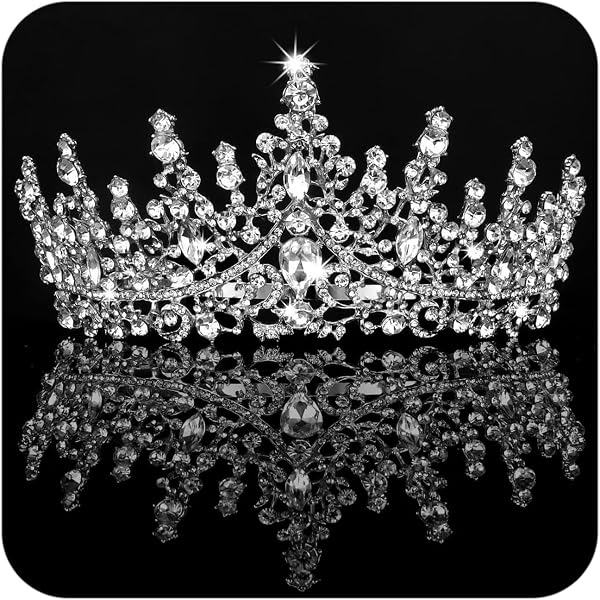 Tiara De Reina Real De Cristal Grande De Lujo Para Mujer, Bola De