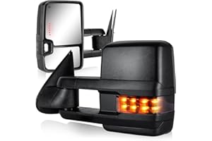 SIZIOM Towing Mirrors for 2003-2007 Chevy Silverado Avalanche Suburban Tahoe GMC Sierra Yukon Escalade with Power Heated Turn Signal Backup Light Pair Set(Textured Black)