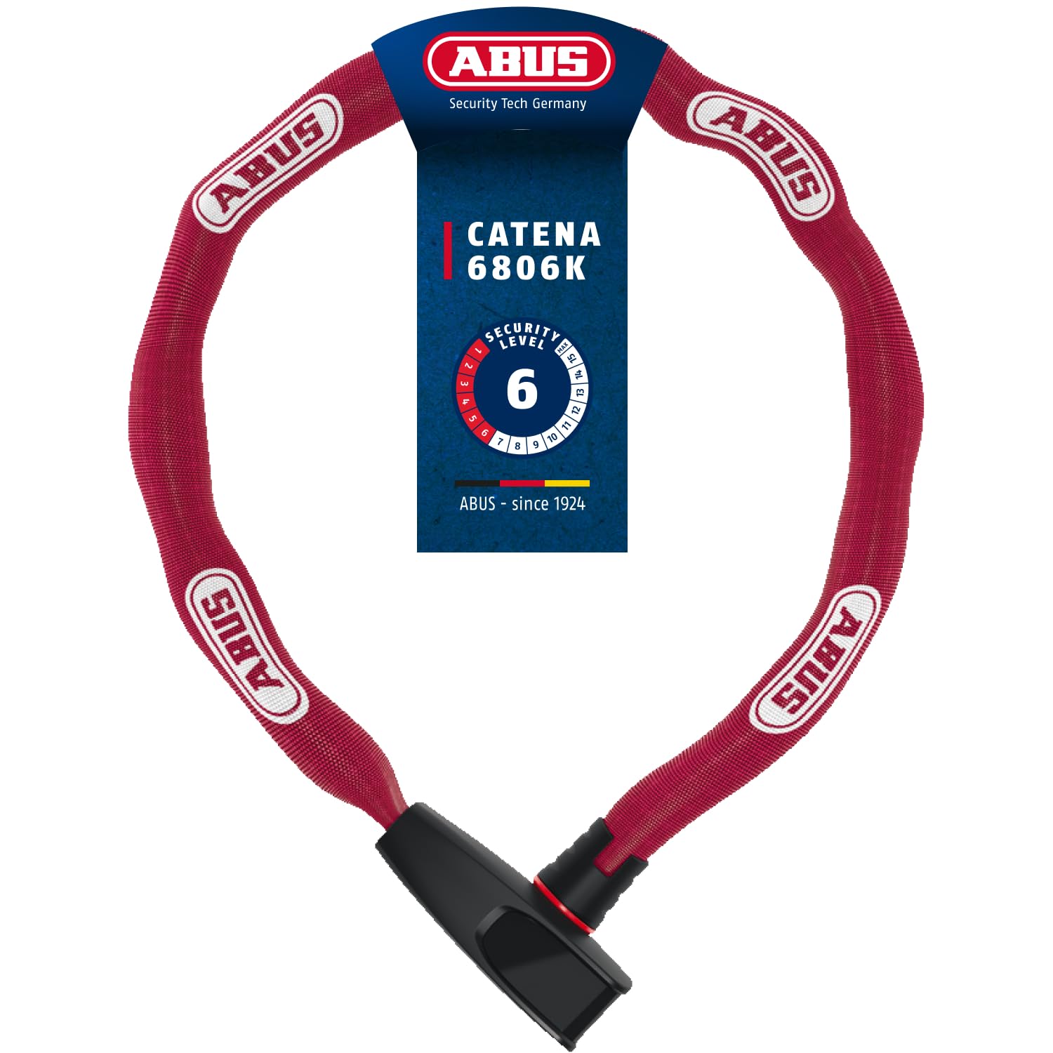 ABUS Catena 6806K chain lock - Lightweight hardened steel bike lock with fashionable textile tube - Square chain with security level 6