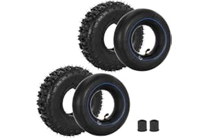 RUHUO 2 Pack 4.10/3.50-4 Tire and Inner Tube Replacement for Garden Rototiller Snow Blower Mowers Wheelbarrow Hand Truck ATV Go Kart Wheel Replacement Heavy Duty Tire & Tube