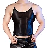 GENEMEN Glossy Mens Sleeveless Vest Sports Workout Tank Top Undershirt Sexy Muscle Sheer Shirt