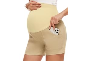 AMPOSH Women's Maternity Casual Cargo Shorts with Pockets Stretchy Summer Wear Pregnancy Clothes