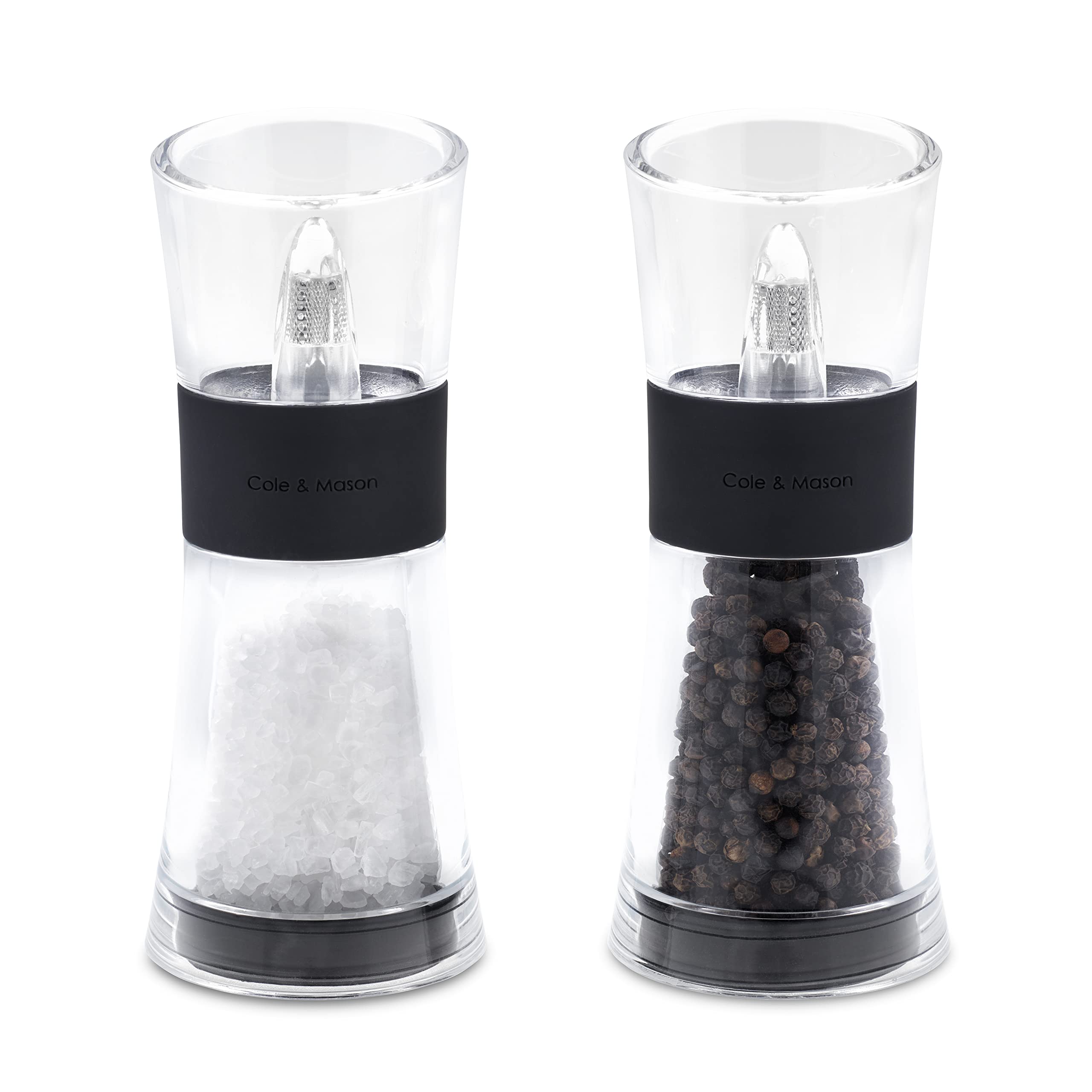 Cole & Mason H581580 Flip 180 Black Salt and Pepper Mills, Classic Inverta, Acrylic, 154 mm, Gift Set, Includes 2 x Salt and Pepper Grinders — image 1