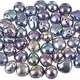 SUNNYCLUE 1 Box 53Pcs 5~7mm Baroque Pearls Freshwater Pearl Bead Natural Cultured Oval Genuine Pearl Midnight Blue Loose Bead for Jewelry Making Bead Assortments DIY Necklace Bracelet Earrings Crafts
