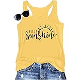 Womens Tank Tops Summer Shirts - Sleeveless Sunshine Graphic Shirt Casual Loose Vest Vacation Classic-Fit Shirt Cami