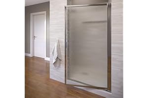 BASCO SHOWER DOOR Basco Deluxe 22.75- 24.5 in. Width, Glass Shower Door, Rain Glass, Silver Finish