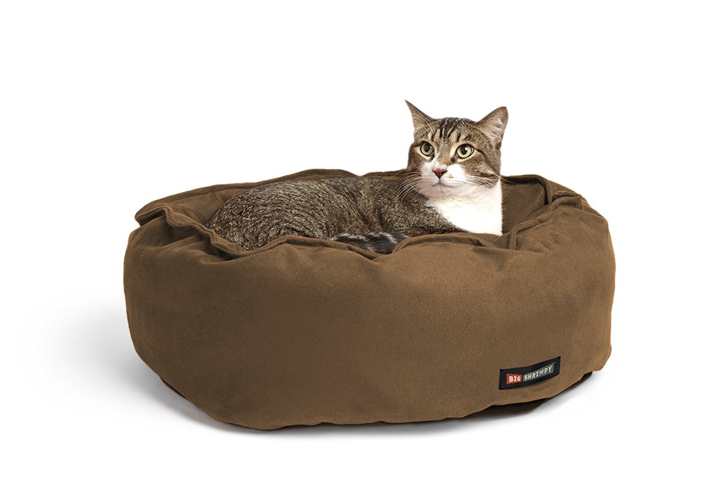 Big Shrimpy Catalina Classic Faux Suede Bed, Medium, Walnut