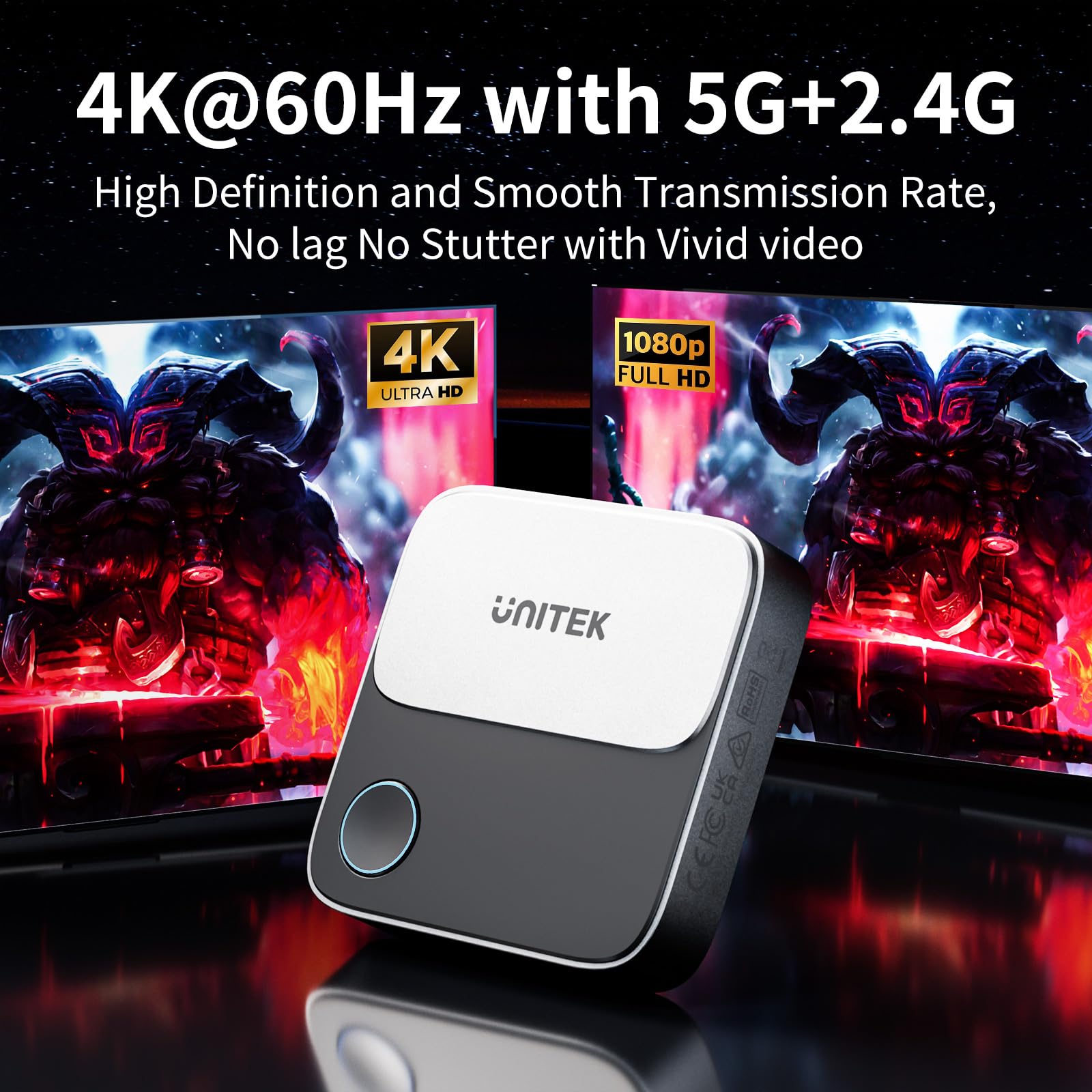 Unitek Wireless Hdmi Display Dongle Adapter - Screen Mirroring Receiver 2.4G/5G 4K TV Casting Device Screen Mirroring Adapter/Extender for Streaming Video to Monitor from Mac iOS Android Windows