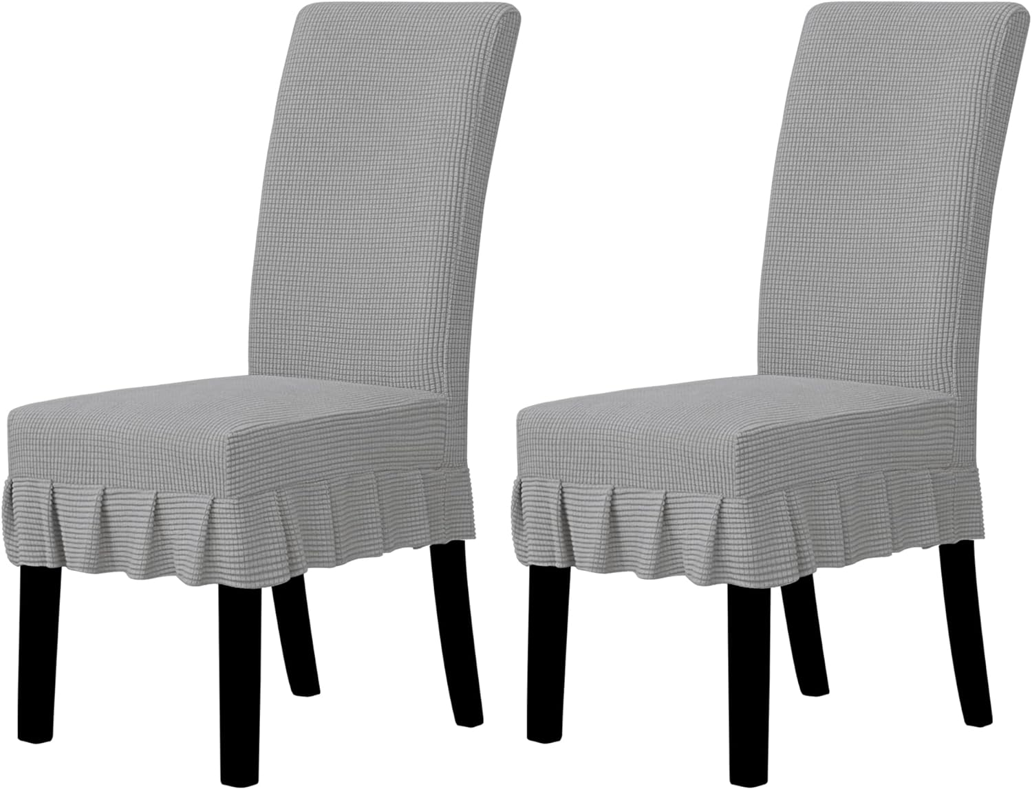 Slipcovers - Easy-Going Dining Chair Covers Stretch Parsons Chair Slipcover with Skirt Chair Covers for Dining Room Restaurant Banquet (2 PCS, Light Gray)