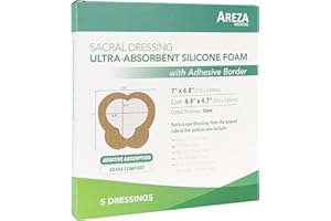 Sacral Silicone Ultra-Absorbent Foam Dressing 7" X 6.8" Box of 5; Wound Dressing By Areza Medical