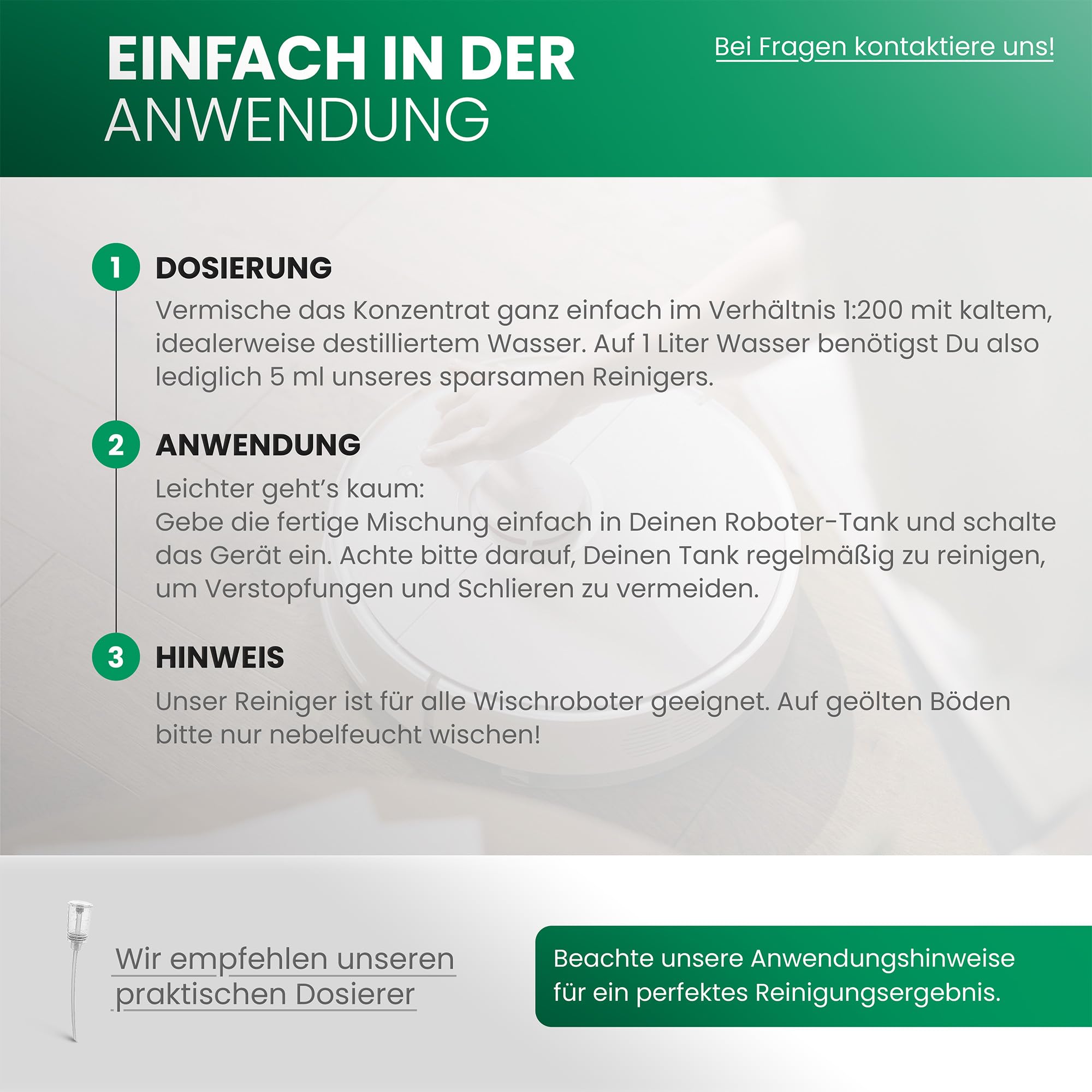BiOHY Wischroboter Reiniger für Station mit Frischeduft (1L) | Bodenreiniger Wischroboter & Reinigungsmittel für Saugwischer und Saugroboter Konzentrat für Parkett, Fliesen & Hartböden 4