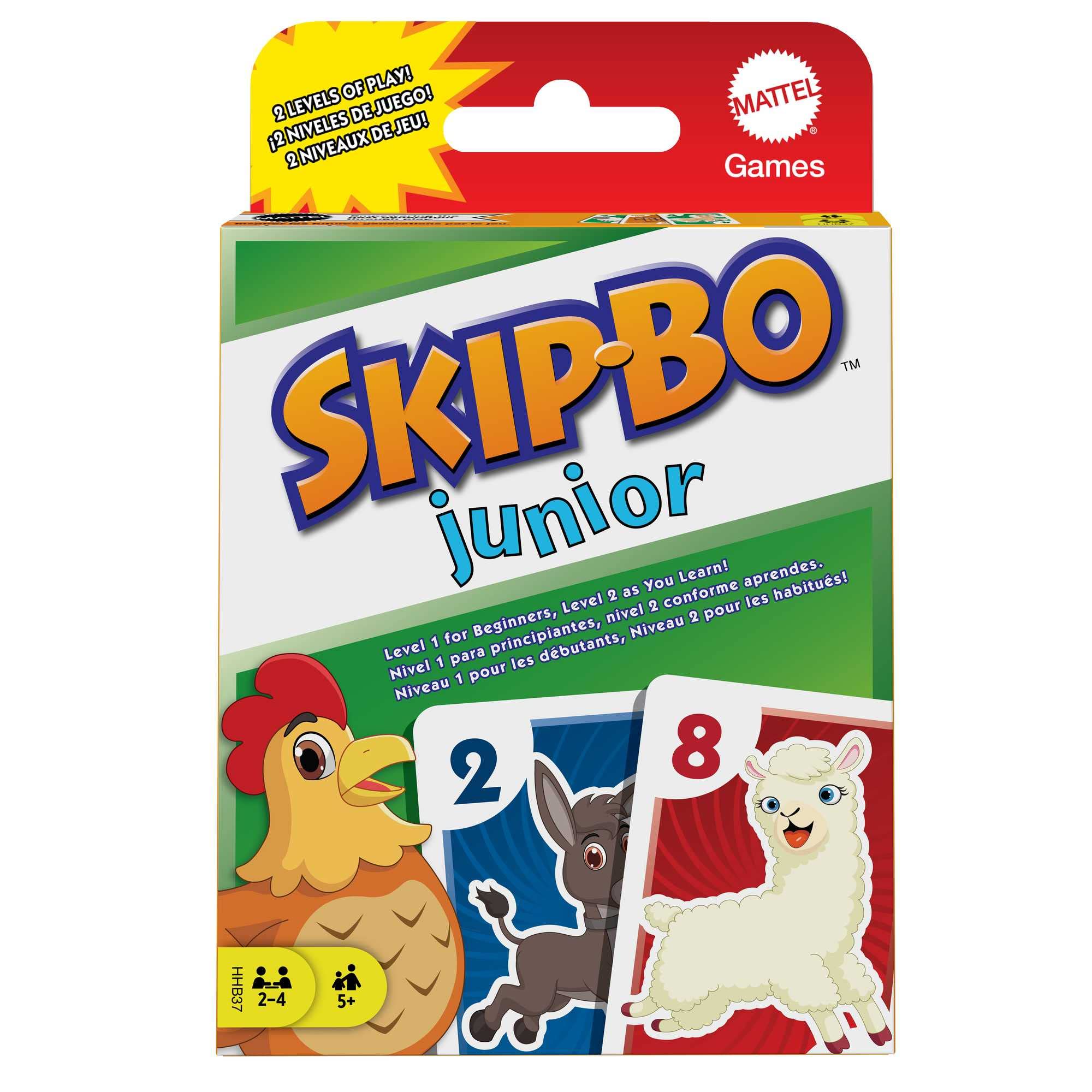 Skip Bo Junior Card Game in with 2 Levels of Play, 112 Cards, Sequencing Entertainment for 2 to 4 Players Ages 5 Years & Older, HHB37