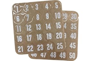 PRO-TUFF DECALS Number Decals for Helmets (Football, Lacrosse, Baseball, Softball, Hockey) 1-50, 50 Stickers (White)