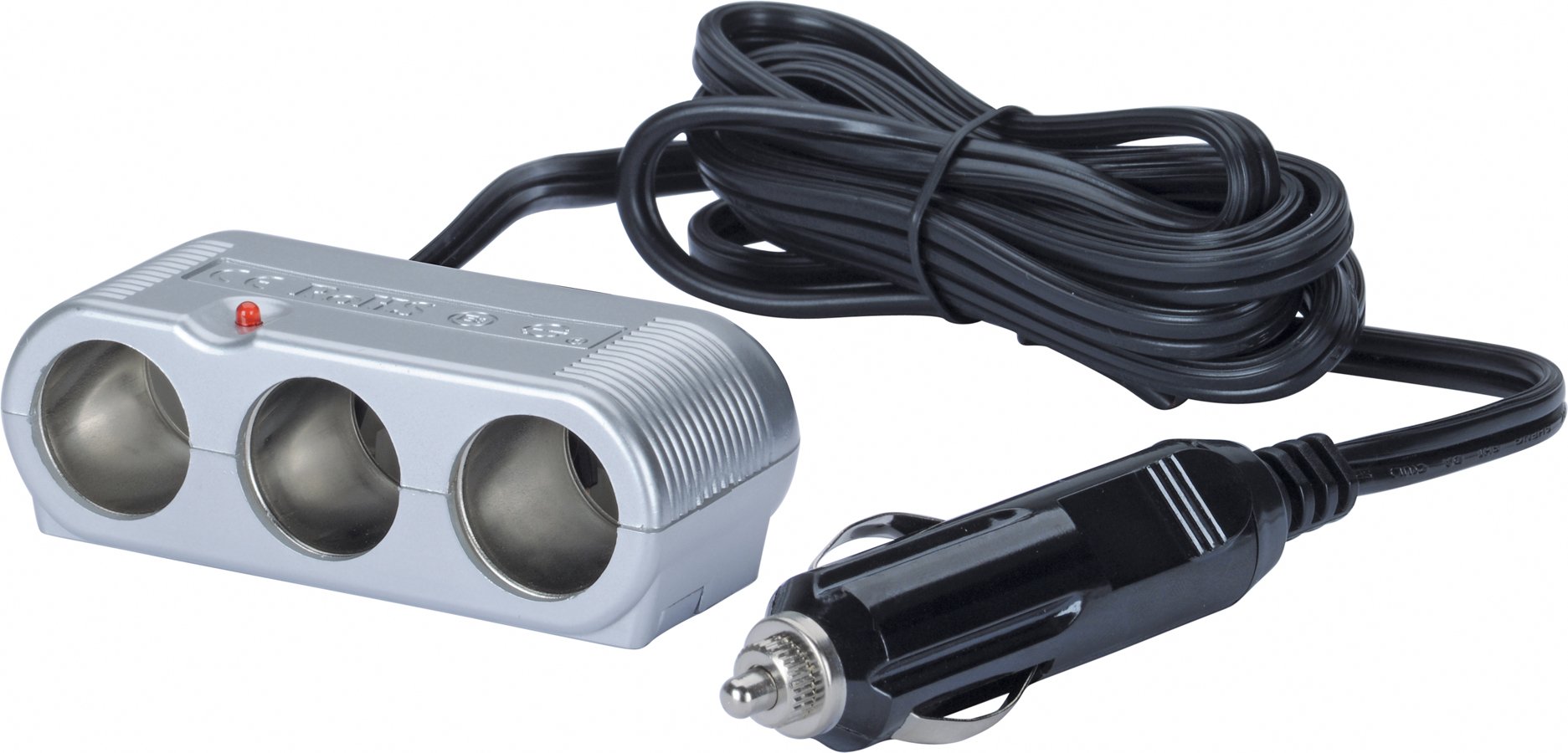 hr-imotion 3-Port Cigarette Lighter Adapter with LED light - silber [10 Ampere | 12V & 24V compatible | Designed in Germany] - 11010201