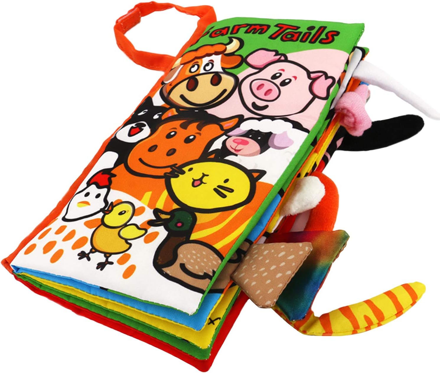 Yuccer Baby Cloth Books From Birth Soft Fabric Activity Book for Toddlers Boy and Girl Early Learning Education Toys (B Farm Tails)