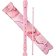 Jasenna Recorder Instrument for Beginner Kids Adults,8-Hole Soprano Descant Recorder Music Flute with with Cleaning Rod & Leather Case For School Student Home Entertainment(2-Pink Splash-ink)